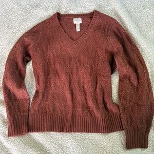 St. John’s Bay NWOT Rust Cable knit V-neck Sweater size small